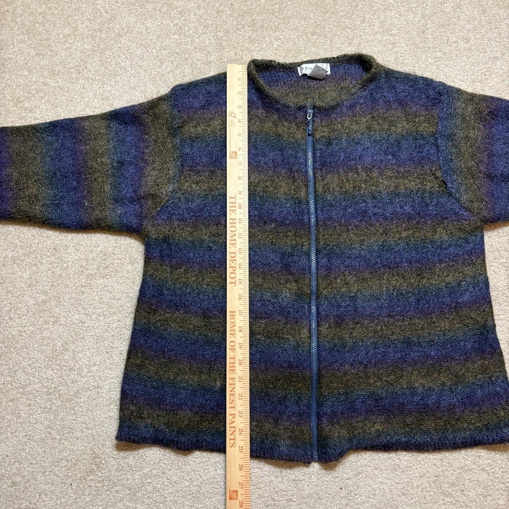 Vtg Mohair Cardigan Sweater Womens 2X Multicolor Mohair Blend Stripe Full Zip - Picture 6 of 9